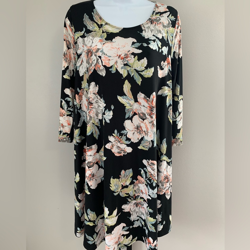 Karen Kane Black and Pastel Floral Dress